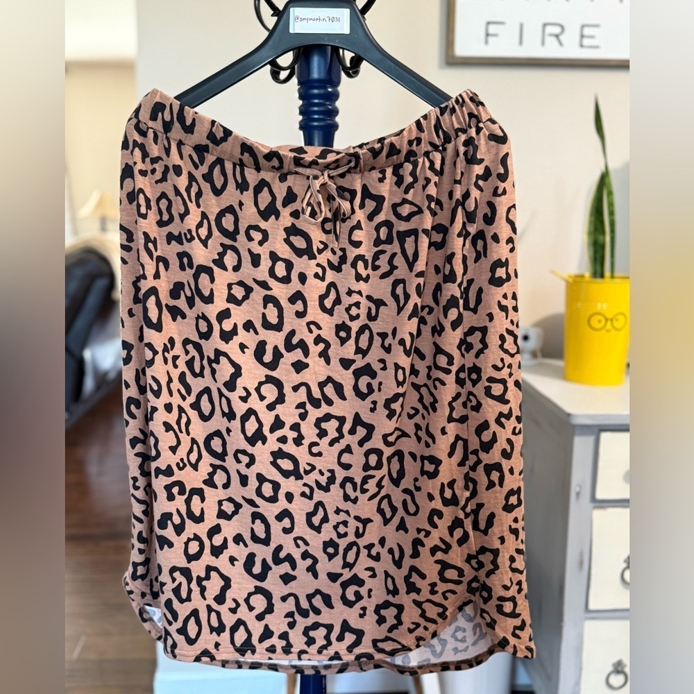 Tickled Teal Animal Print Drawstring Skirt, Size 1X